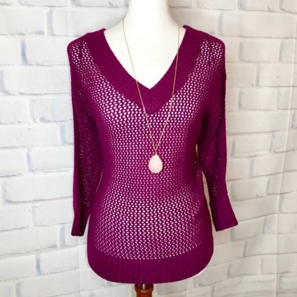 Express V-neck Open Knit Sweater